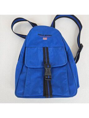 Vintage 90s Polo Sport Ralph Lauren Blue Nylon Mini Backpack
